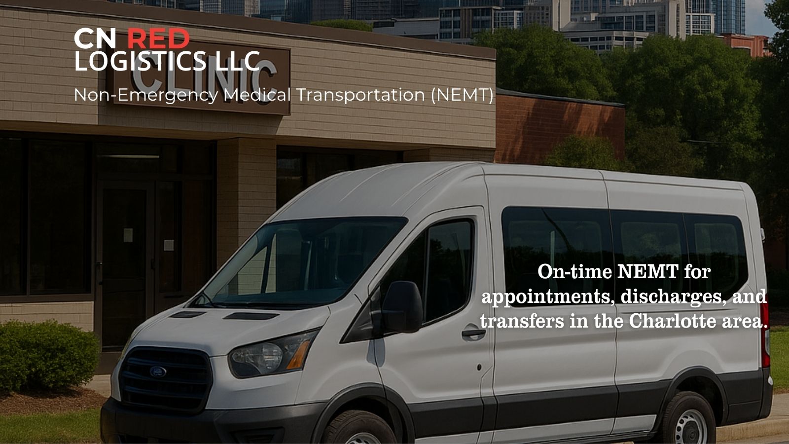 Van parked at a clinic entrance